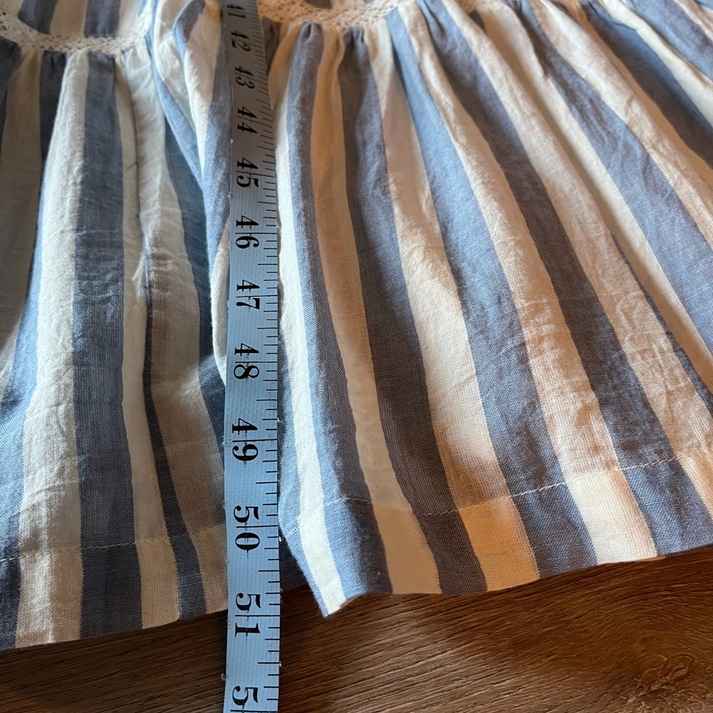 Pink Chicken Blue Chambray and Cream Tiered Maxi Sundress faded stripes - Picture 12 of 12